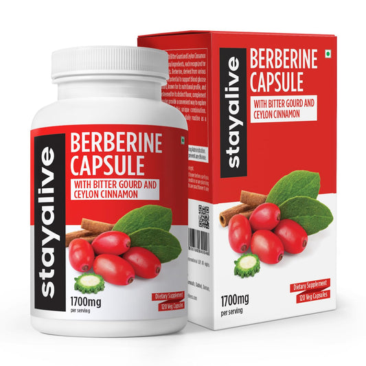STAY ALIVE Berberine with Ceylon Cinnamon Berberine HCL 1200mg w/Bitter Gourd Extract 300mg 30:1 Super Extract 120 Berberine Capsules Vegan Non-GMO & Gluten-Free Berberine Supplement